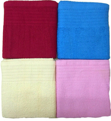 

JTF Cotton 340 GSM Face, Hand Towel Set(Pack of 4, Multicolor), Blue;ivory;morning glory;red