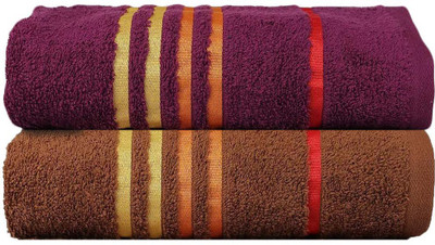

Casa Copenhagen Cotton 475 GSM Bath Towel(Pack of 2, Multicolor), Brown;purple