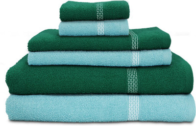 

Swiss Republic Cotton Bath, Hand & Face Towel Set(Pack of 6, Light Blue, Dark Green), Dark green;light blue