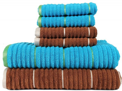

Casa Copenhagen GSM Bath, Hand Towel Set(Pack of 6, Brown, Blue), Blue;brown