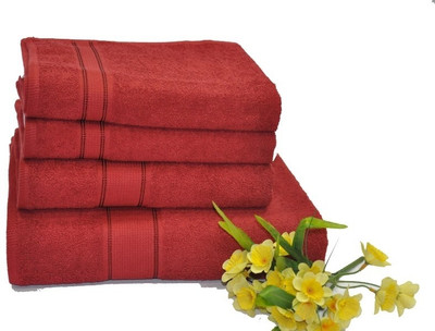 44% OFF on Eurospa Cotton GSM Bath Towel Set(Pack of 4, Red)