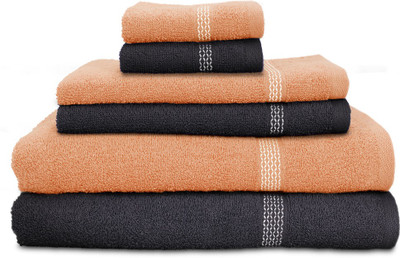 

Swiss Republic Cotton Bath, Hand & Face Towel Set(Pack of 6, Grey, Peach), Dark grey;light pink