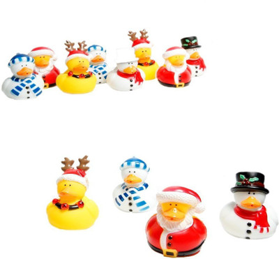 

Fun Express Holiday Christmas Rubber Duckies Bath Toy(Multicolor)