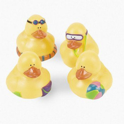 

Fun Express Mini Beach Rubber Duckie Ducky Duck Party Favors Bath Toy(Multicolor)