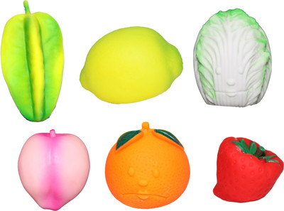 

Mamaboo 6 Pcs Mix Fruits & Vegetables Squeezy Toys Bath Toy(Multicolor)