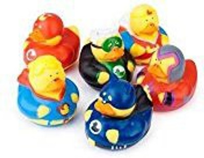 

Fun Express Superhero Rubber Duckies Bath Toy(Multicolor)