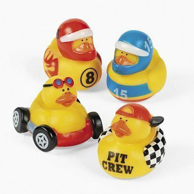 

Fun Express Rubber Ducky Duck Duckie Race Car Birthday Party Favors Set Bath Toy(Multicolor)
