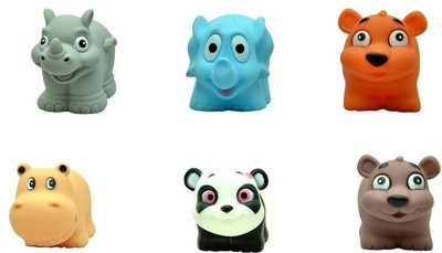 

Little Grin SOFT RUBBER ANIMAL SQUEEZE TOYS FOR BABIES & TODDLERS Bath Toy(Multicolor)