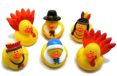 

Fun Express Rubber Duckie Ducky Thanksgiving Ducks Party Favors Set Bath Toy(Multicolor)