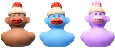 Fun Express Sock Monkey Rubber Ducks Bath Toy(Multicolor)