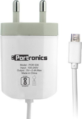 Portronics 2.4A Adapter with cable Mobile Charger(White)