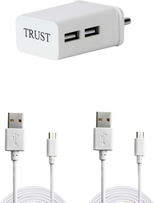 

Trust Dual Port Fast Charger with Cables For All Smartphones Mobile Charger(White)