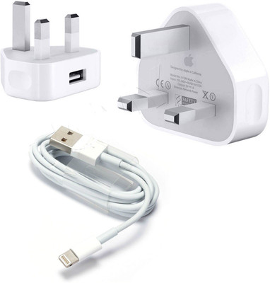 

ROQ 2A WALL CHARGER WITH LIGHTNING USB CABLE FOR IPHONE Mobile Charger(White)