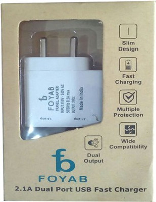 

Foyab Fast Charger: Power Input 110V - 240 V AC, Power Output: 5V DC Mobile Charger(White)