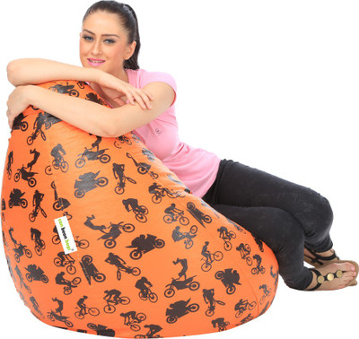 

Can bean bags XXXL Bean Bag Cover (Without Beans)(Orange, Black)