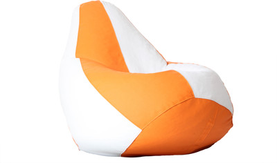 

Comfy Bean Bags XXXL Bean Bag Cover (Without Beans)(White, Orange)