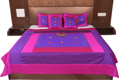 

Soundarya Silk Double Bed Cover(Pink, Purple)