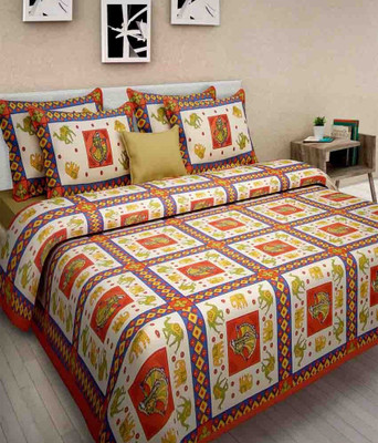 

Shop jaipuri rajasthani Cotton Double King Printed Bedsheet(Pack of 1, Multicolor)