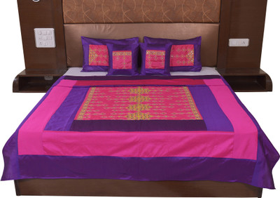 

Soundarya Silk Double Bed Cover(Pink, Purple)