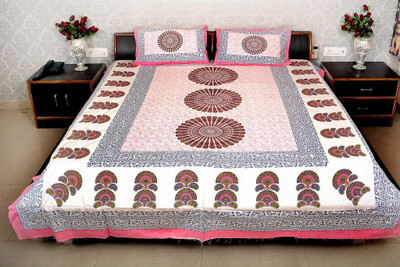 NAIWAL FASHION Cotton Double Bed Cover(Multicolor, 1 Double Bed Cover With 2 Pillow Covers)