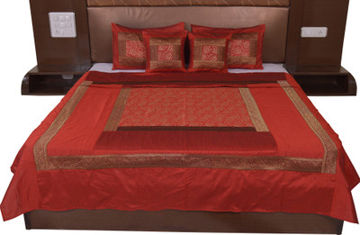 

Soundarya Silk Double Bed Cover(Maroon)