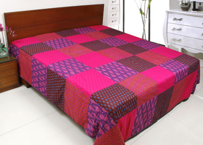 

Coco Bee Cotton Double Bed Cover(Multicolor)