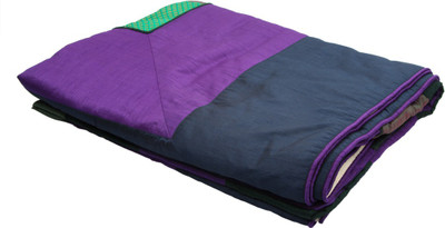 

Coco Bee Cotton Double Bed Cover(Purple, Green), Green;purple