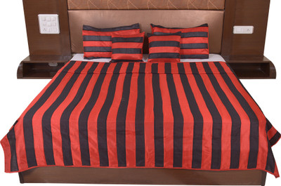 

Soundarya Silk Double Bed Cover(Red, Black), Black;red