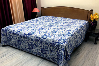 

Stylo Culture Cotton Double Bed Spread(Blue, White)