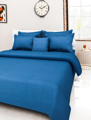

Soumya Furnishings Cotton Double Bed Cover(Blue, 1 Double BedCovers, with 2 Pillow Covers, with 2 Cushion Covers)