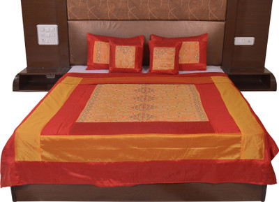 

Soundarya Silk Double Bed Cover(Gold, Maroon)