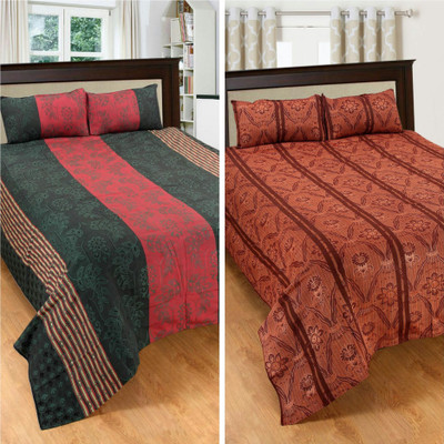 

Trendz & Attire 150 TC Cotton Double Floral Bedsheet(Pack of 2, Multicolor)