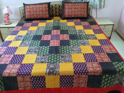 

Minky's Decor Cotton King Bed Cover(Multicolor, 1Bedcover, 2Pillow Covers)