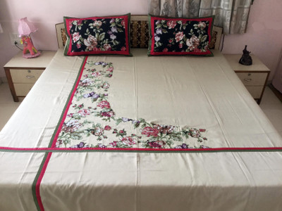 

Minky's Decor Cotton, Satin Double Bed Cover(Beige, 1Bedcover, 2Pillow Covers)