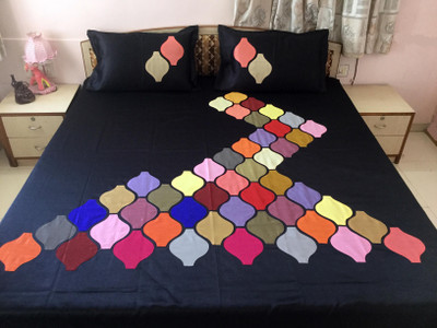 

Minky's Decor Cotton, Satin Double Bed Cover(Black, 1Bedcover, 2Pillow Covers)
