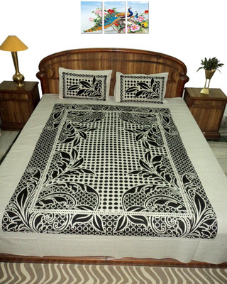 Amita Home Furnishing Cotton Queen Bed Cover(Black)