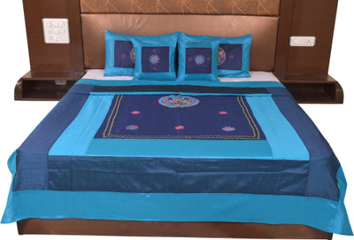

Soundarya Silk Double Bed Cover(Blue)