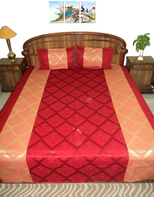 

Amita Home Furnishing Silk Queen Bed Cover(Multicolor)