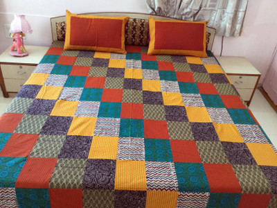 

Minky's Decor Cotton King Bed Cover(Multicolor, 1Bedcover, 2Pillow Covers)