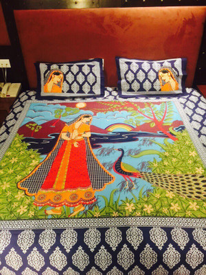 

Jaipur Fabric 160 TC Cotton Double 3D Printed Bedsheet(Pack of 1, Blue)