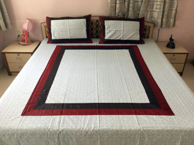 

Minky's Decor Cotton Double Bed Cover(Light Blue, Maroon, Brown), Brown;light blue;maroon