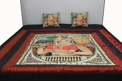 

Adishma Silk, Polyester Double Bed Cover(Brown, Multicolor)
