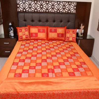 

Shilpbazaar Polycotton Double Bed Cover(Orange, 1 Bed Cover, 2 Pillow Covers, 2 Cushion Covers)