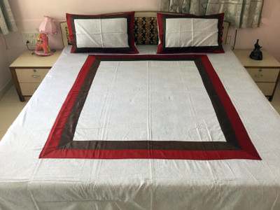 

Minky's Decor Cotton Double Bed Cover(White, Brown, Maroon), Brown;maroon;white