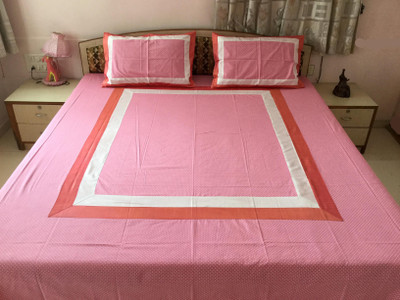 

Minky's Decor Cotton Double Bed Cover(Pink, Beige, Pink)