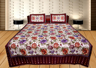 

Shoppeholics Cotton Double Bed Cover(Multicolor, Double Bedcover with 2 pillow cover)