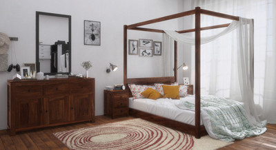 

Urban Ladder Striado Solid Wood Queen Bed(Finish Color - Teak)
