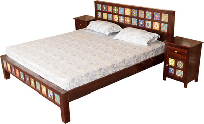 

Induscraft Zara-Sim Tile Solid Wood Queen Bed(Finish Color - Brown)