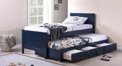 

Urban Ladder Bering Trundle Solid Wood Single Bed With Storage(Finish Color - Blue)