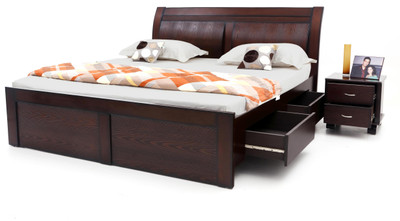 

Furnicity Engineered Wood Queen Bed With Storage(Finish Color - Wenge)